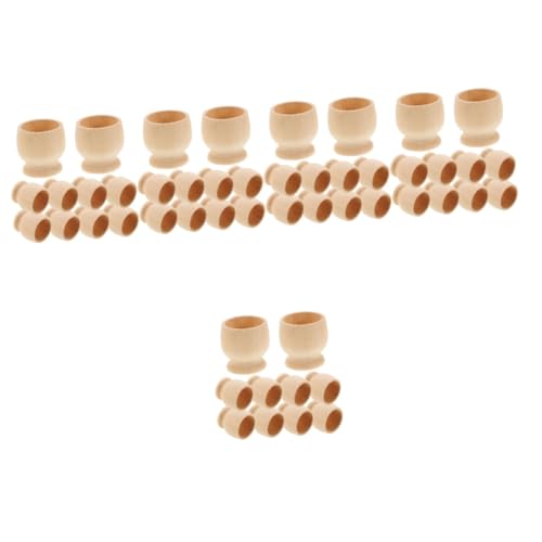 Uonlytech 5 Sätze Becherförmiger Eierständer Küken Tassen Ostereierfüller Für Dekoration Party Pastell Holzteihalter Eierbecher Bemalen Für Holz Eierbecher Beige 10 Stück * 5 von Uonlytech