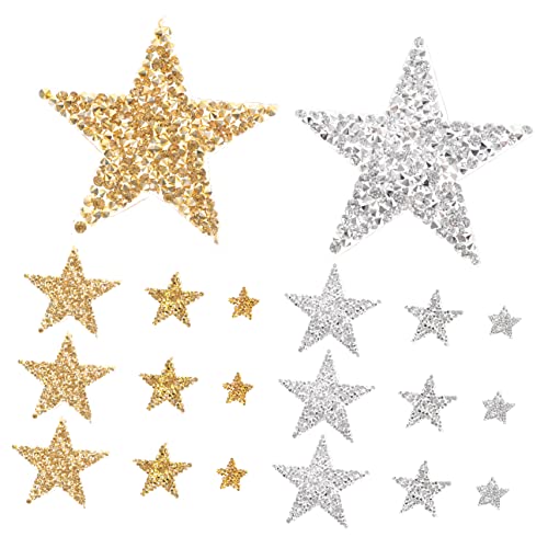 Uonlytech 5 Sätze Glitzer Aufnäher Sternförmige Bügelbilder Für Kleidung Taschen Und Hüte Zum Reparieren Und Verzieren Von Textilien in Silber Und Gold 30 Stück * 5 Uonlytech 5 Sätze Glitzer Aufnäher Sternförmige Bügelbilder Für Kleidung Taschen Und Hüte Zum Reparieren Und Verzieren Von Textilien in Silber Und Gold 30 Stück * 5 von Uonlytech