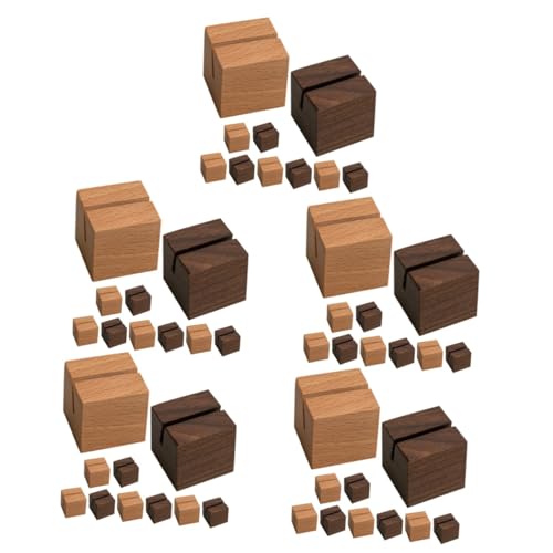 Uonlytech 5 Sätze Holz Kartenhalter Namenskarten Halter Aus Buchenholz Und Nussbaum Für Büro Veranstaltungen Messen Elegante Tischdekoration Für Notizen Und Visitenkarten 10 Stück * 5 von Uonlytech