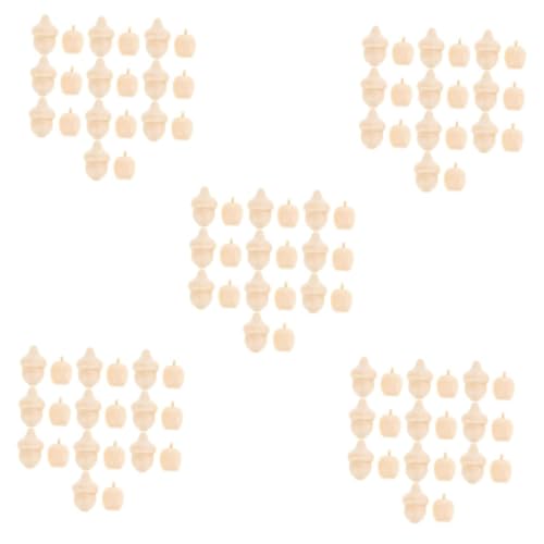 Uonlytech 5 Sätze Holzpilz -eichelornament Hängend Form Dekoration Apfel Holzhandwerk Unvollendet Unfertiges Holzhandwerk Unvollendetes Eichelhandwerk Beige 20 Stück * 5 von Uonlytech