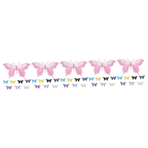 Uonlytech 5 Sätze Schmetterlings-stickpatch Stickerei Flicken Für Bekleidung Schmetterling Dekorationen Gestickte Aufnäher Für Bekleidungsstücke Schmetterlingsflecken Nähen Stoff 8 Stück * 5 von Uonlytech