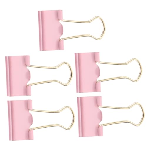 Uonlytech 5 Stück Büroklammern Praktische Binder Clips für Dokumente Vielseitige Papierklammern für Büro und Zuhause zur Organisation von Unterlagen mit Goldakzenten von Uonlytech