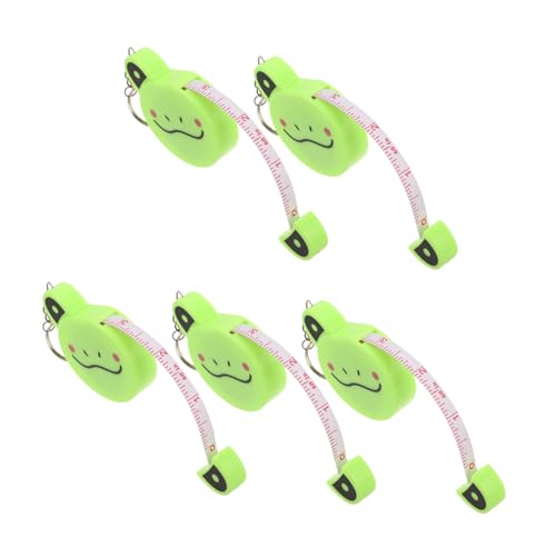 Uonlytech 5 Stück Cartoon Frosch Maßbänder mit Schlüsselring Weiche Beidseitige Einziehbare Körpermaßbänder für Schneiderei Nähen Stricken und Bastelarbeiten von Uonlytech