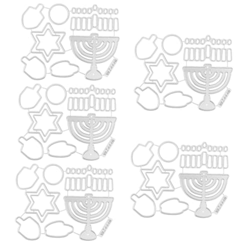 Uonlytech 5 Stück Chanukka-Schneideschablonen Die Urlaubsschablonenvorlage von Stempel DIY Stanzform dekorative Chanukka-Stanzformen Stahl mit hohem Kohlenstoffgehalt Silver Uonlytech 5 Stück Chanukka-Schneideschablonen Die Urlaubsschablonenvorlage von Stempel DIY Stanzform dekorative Chanukka-Stanzformen Stahl mit hohem Kohlenstoffgehalt Silver von Uonlytech