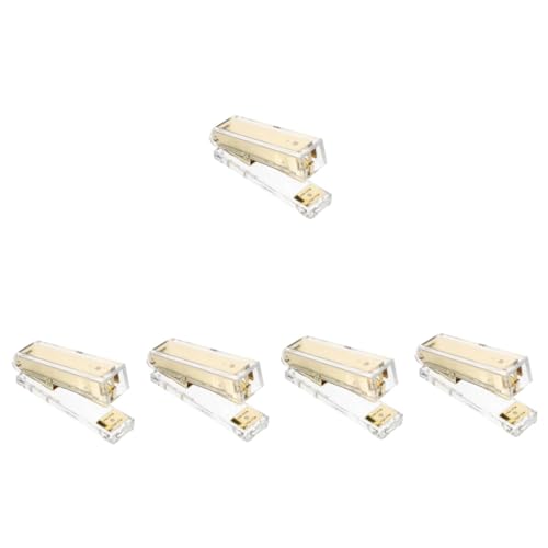 Uonlytech 5 Stück Hefter Bürowefter Büromaterial für den Schreibtisch Hefte für Schreibtisch Heistebürovorräte Ästhetisches Briefpapier Acryl Golden von Uonlytech