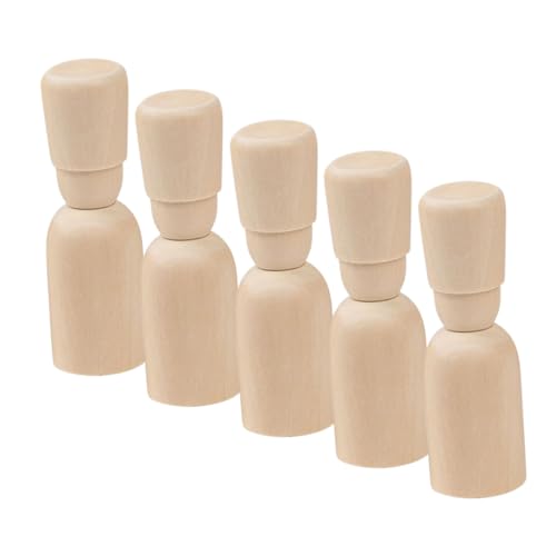 Uonlytech 5 Stück Holzfarbene Kleine Holzmännchen Holzstifte Holzfiguren Stiftfiguren Holzstiftpuppen Zeichenmodell Figur Holzpuppe Holzspielzeug Ornamente Dekorative Puppen von Uonlytech