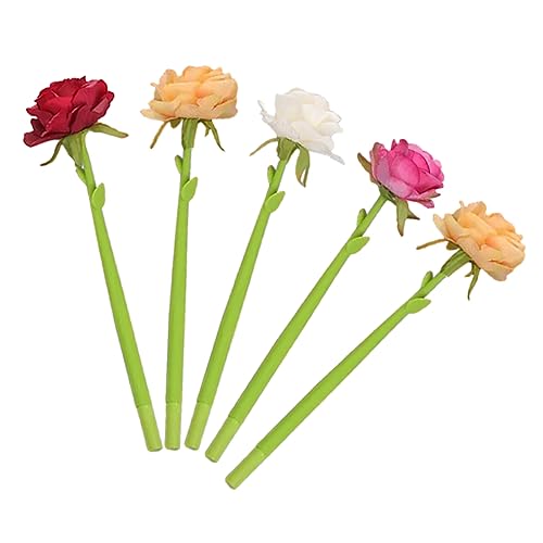 Uonlytech 5 Stück Kreative Kugelschreiber mit Blumen Design Lustige Schreibgeräte für Büro und Schule aus Silikon und Praktische und Tragbare Stifte mit Deckel Zufällige von Uonlytech