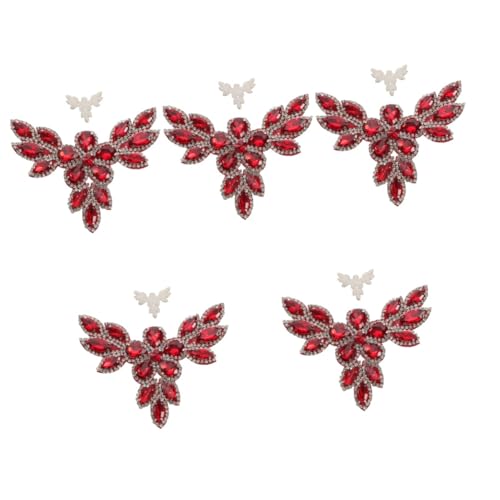 Uonlytech 5 Stück Schuhblume aus Strass Flecken Applikationen Patch Klebstoff Flicken aufnähen Kleidungsflicken Flicken für Jacken Flicken für Bekleidung Kleiderflicken Heißschmelzkleber rot von Uonlytech