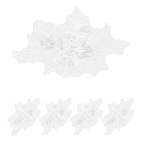 Uonlytech 5 Stück Spitzenapplikationen: handgefertigte Blumenspitzenapplikation, bestickt, zum Aufnähen, weiße Blumenstickerei für Hochzeitskleid, Brautkleid, Partydekoration von Uonlytech