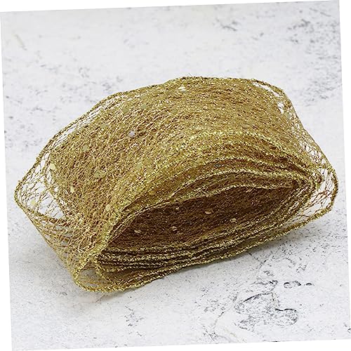 Uonlytech 5 Stück Teiliges Glitzer Mesh Geschenkband pro Goldene Kanten Vielseitiges Weihnachtsdeko Band für Geschenke Kränze Fenster Treppen und DIY Bastelprojekte von Uonlytech