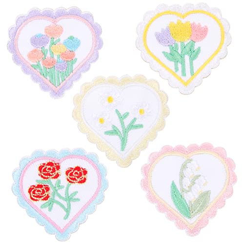 Uonlytech 5 Stück Teiliges Herz Patch zum Aufbügeln Blumen Stickerei für Kleidung Taschen und Schuhe Diy Dekoration und Reparatur Einfach Anzuwenden und Vielseitig Einsetzbar von Uonlytech