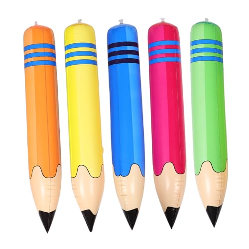Uonlytech 5 Stück Teiliges Jumbo Aufblasbare Bleistifte PVC Multifunktional Für Sportveranstaltungen Kindergarten Lernspielzeug Sicheres Material Buntstift Dekoration Zurück Zur Schule von Uonlytech