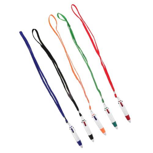 Uonlytech 5 Stück Teiliges Kugelschreiber mit Rückziehmechanismus und Lanyard Farbige Schreibutensilien für Büro Schule Lehrer Krankenschwestern und von Uonlytech
