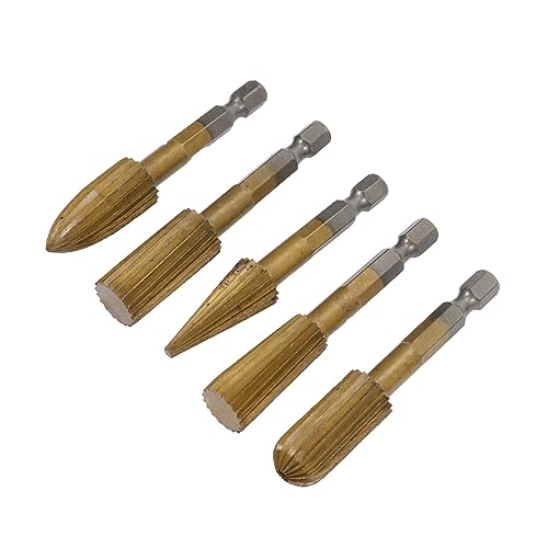 Uonlytech 5 Stück Teiliges Set Rotationsfräser für Holzarbeiten Hochgeschwindigkeitsstahl Schaft für Präzises Schnitzen und Schleifen Nichtmetallen von Uonlytech