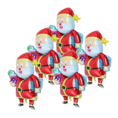 Uonlytech 5 Stück Weihnachtsmann-Ballon Neuheitsballon weihnachtsfeier liefert exquisites Ballondekor weihnachtsfeier luftballons Weihnachtsballons Aluminiumfolie von Uonlytech