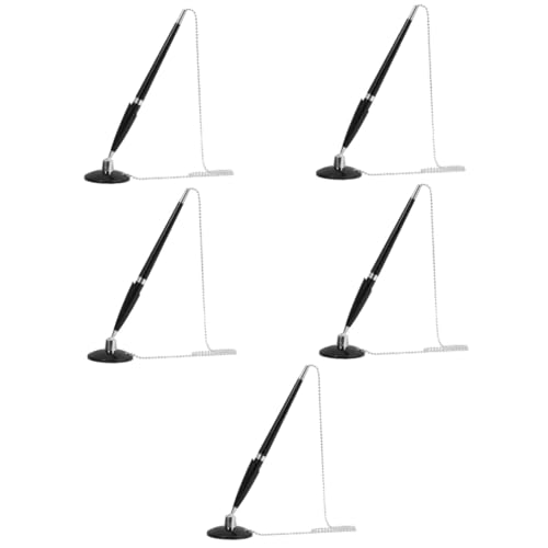 Uonlytech 5 Stück professioneller Kugelschreiber Büro Schwarz Form Stift mit Kette für Desktop-Stift Hotelschreibstift Business-Signatur-Stift Geschäftszubehör Signaturstift Plastik Uonlytech 5 Stück professioneller Kugelschreiber Büro Schwarz Form Stift mit Kette für Desktop-Stift Hotelschreibstift Business-Signatur-Stift Geschäftszubehör Signaturstift Plastik von Uonlytech