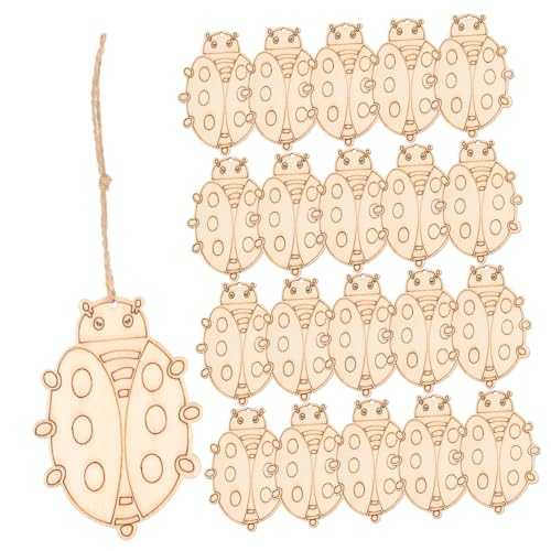 Uonlytech 50 Sätze Teiliges Käferform Unvollendete Holzplättchen zum Bemalen Originelles DIY Bastelset für Wand Fenster Tischdekoration mit Natürlichem Holz zum Bemalen und Verzieren von Uonlytech