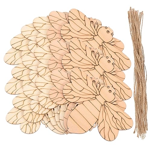Uonlytech 50 Sätze Unbehandelte Holzplatten Bienenform Diy Bastelmaterial für Kreative Projekte Leicht und Glatt für Malerei und Dekoration von Uonlytech