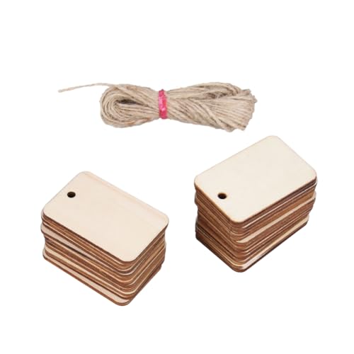 Uonlytech 50 Stück Blanko Holzanhänger Rechteckige Holzschilder mit Juteband Unbehandelte DIY Holz Tags für Basteln Hochzeit Partydekoration und Organisation Uonlytech 50 Stück Blanko Holzanhänger Rechteckige Holzschilder mit Juteband Unbehandelte DIY Holz Tags für Basteln Hochzeit Partydekoration und Organisation von Uonlytech