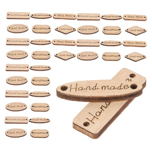 Uonlytech 50 Stück Handmade Holzetiketten Knopf Verbindungsstücke Nähhandwerk Zufälliger Stil DIY Zubehör für Kleidung und Bastelprojekte von Uonlytech
