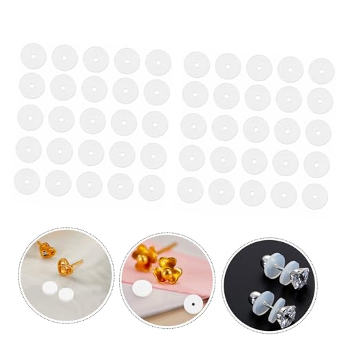 Uonlytech 50 Stück Piercing Earring Pads Ohrring Rückseiten Weich Sicher Hautfreundlich für DIY Ohrringstabilisierende Patches Ersatz für Verlorene Verschlüsse von Uonlytech