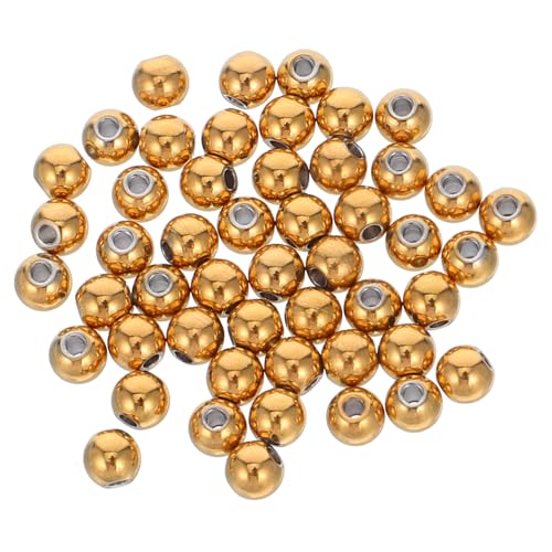 Uonlytech 50 Stück Rundperlen mit Loch Glatte Spacer Beads für Schmuckherstellung Vielseitige Metallperlen für Armbänder Halsketten Diy Basteln von Uonlytech