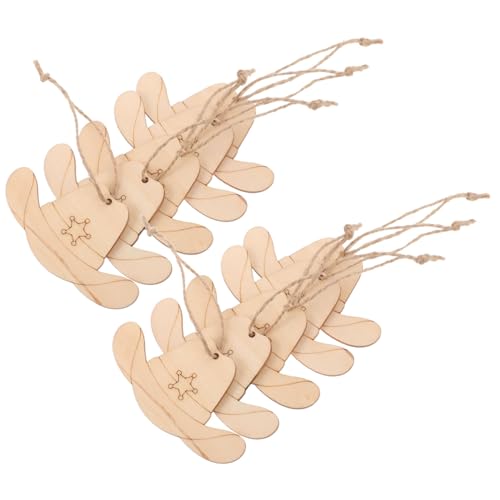 Uonlytech 50 Stück Teiliges Cowboy-hut Holzdekor DIY Holzscheiben Naturbelassen Robust für Western Motto Party Weihnachtsbaumschmuck Basteln Vielseitige Dekoration von Uonlytech