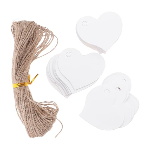 Uonlytech 500 Stück Geschenkanhänger Herzform aus Robustem Kraftpapier mit Schnur Beschreibbare Geschenkanhänger für Hochzeit Geburtstag DIY Bastelprojekte und Partydekorationen von Uonlytech