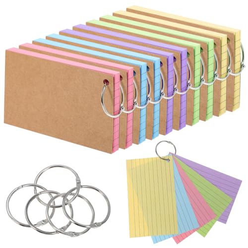 Uonlytech 500 Stück Indexnotizen sprechen studieren Farbe blinken Loch bunt Beachten Sie Pads Grundlagen des Studiums Notizkarten für das Studium Karteikarten zum Lernen Memo -Pads Papier von Uonlytech