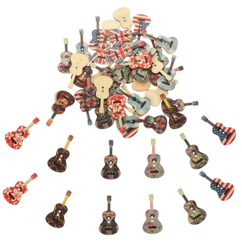 Uonlytech 50Stücke Holzknöpfe für DIY Basteln Vintage Nähknöpfe Zufälligen Farben für Kleidung Dekoration und Halloween Themen Robuste und Wiederverwendbare von Uonlytech