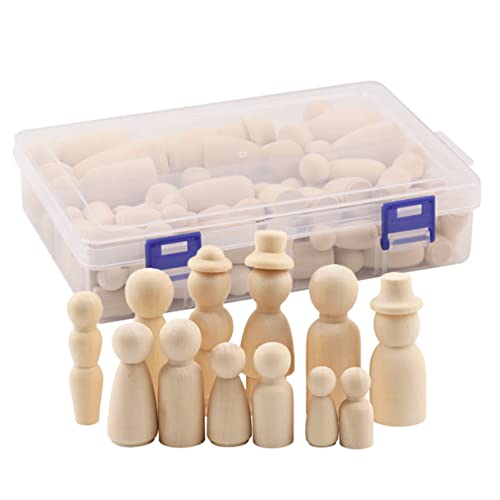 Uonlytech 55 Stück Diy Teiliges Unbemalten Holzpuppen Kreative Holzfiguren zum Bemalen für Bastelmaterialien für Spielzimmer Dekoration und Kreative Projekte von Uonlytech