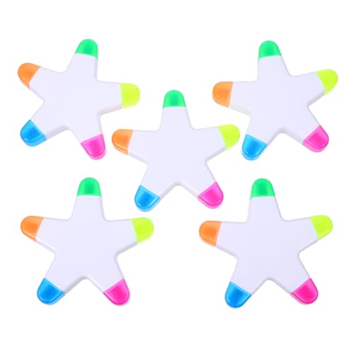 Uonlytech 5Stücke Bunter Fluoreszenzstift Sternform Highlighter für Schule Büro und Kreative Projekte Praktische Marker Neonfarben für Notizen und von Uonlytech