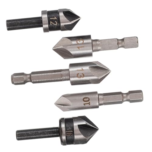 Uonlytech 5Stücke Teiliges Senkbohrer Set für Holz und Metallbearbeitung Präzise Kegelsenker mit Schaft für Tischbohrmaschinen für Hobbyisten und Profis von Uonlytech