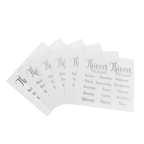 Uonlytech 6 Blätter Flaschenaufkleber für ätherische Öle Parfümetiketten Etikettenaufkleber wasserfest alphabet sticker buchstabenaufkleber Etiketten für Parfümflaschen Klebeetiketten Silver von Uonlytech