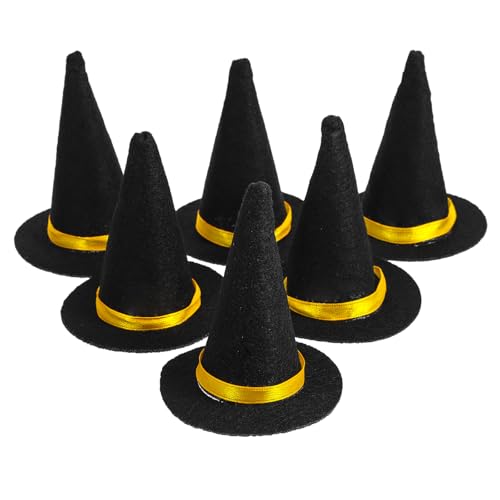Uonlytech 6 Mini-hexenhüte aus Filz, Schwarzer Hexenhut, Weinflaschen-, Halloween-dekorationen für Diy-bastel- Und Partyzubehör Uonlytech 6 Mini-hexenhüte aus Filz, Schwarzer Hexenhut, Weinflaschen-, Halloween-dekorationen für Diy-bastel- Und Partyzubehör von Uonlytech