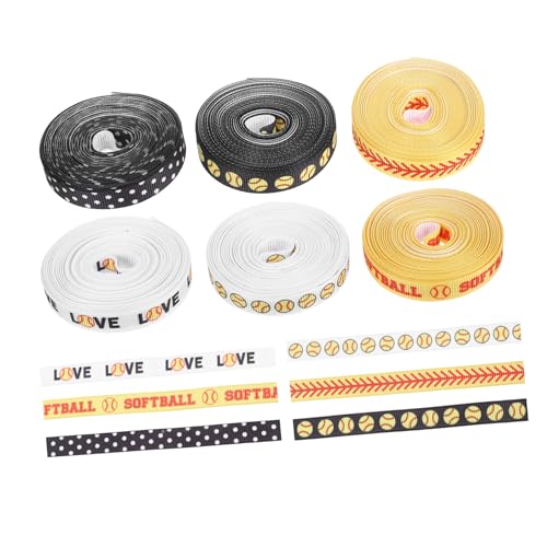 Uonlytech 6 Rollen Baseballband Kreative Kuchenbänder Wickelband Schulband Zum Basteln Baseballbänder Basteln Verpackungsband Sportballband Sportband Geschenkband Zum Geburtstag Polyester von Uonlytech