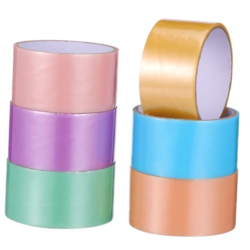 Uonlytech 6 Rollen Fidget Tape Dekoband Ball Dekoband Dickes DIY Klebeband Selbstklebendes Klebriges Abnehmbares Farbiges Klebeband Dekorative Klebebänder Kunststoff von Uonlytech