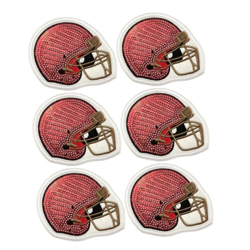 Uonlytech 6 Stück American Football Helm Aufnäher zum Aufbügeln Bestickte Sportmotiv Patches für Jeans Rucksäcke Kleidung Einfache DIY Anwendung Langlebig und Detailreich Gestaltet von Uonlytech