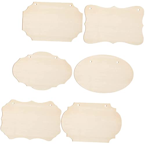 Uonlytech 6 Stück DIY Holzplaketten zum Basteln Unvollendete Holzschilder für Kreative Dekoration für Hochzeiten Garten und Mehr mit Praktischer Aufhängeschnur von Uonlytech