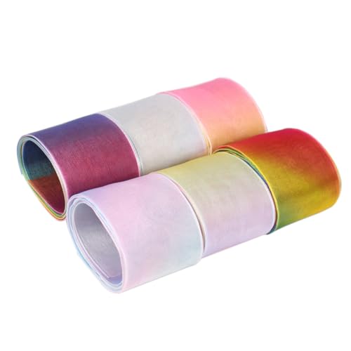 Uonlytech 6 Stück Diy Haarschmuck Chiffonband Gradient Regenbogen Druck Material für Haarbänder Festtagsdekoration Mädchenaccessoires von Uonlytech