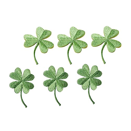 Uonlytech 6 Stück Grüne Stickapplikationen Kleeblatt zum Aufbügeln und Nähen Diy Stoffpatches für Kleidung Taschen Heimdeko Kreative Textilflicken für Gestaltung von Uonlytech