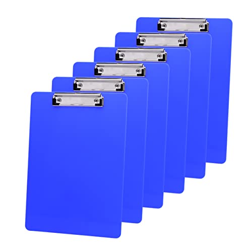 Uonlytech 6 Stück Klemmbrett aus Kunststoff Teilig Blau mit Leicht und Langlebig für Büro Schule und Medizinische Berufe zur Dokumentenablage von Uonlytech