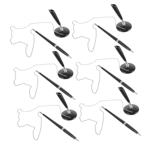 Uonlytech 6 Stück Schwarze Kugelschreiber mit Diebstahlschutzkette und Selbstklebender Halterung für Schreibtisch Empfang Bank Büro Rutschfeste Basis Drehbar für Geschäftskunden Uonlytech 6 Stück Schwarze Kugelschreiber mit Diebstahlschutzkette und Selbstklebender Halterung für Schreibtisch Empfang Bank Büro Rutschfeste Basis Drehbar für Geschäftskunden von Uonlytech