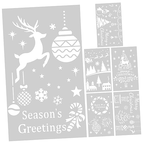 Uonlytech 6 Stück Teiliges Weihnachts Schablonen Set Wiederverwendbarem Pet für Wandmalerei Scrapbooking und DIY Dekoration Kreative Farbschablonen für Festliche Bastelprojekte von Uonlytech