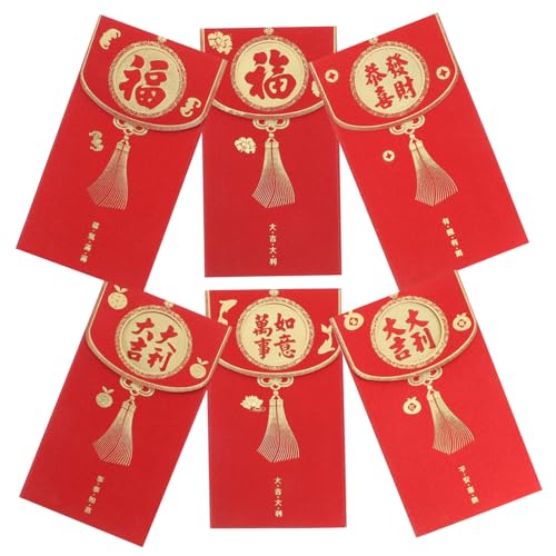 Uonlytech 6 Stück Umschlagbeutel Chinesische Neujahrsdekorationen Geldumschlag Chinesische Umschläge Für Geld Frohes Neues Jahr Umschläge Geldumschläge Für Bargeld Münzumschläge Papier Rot von Uonlytech