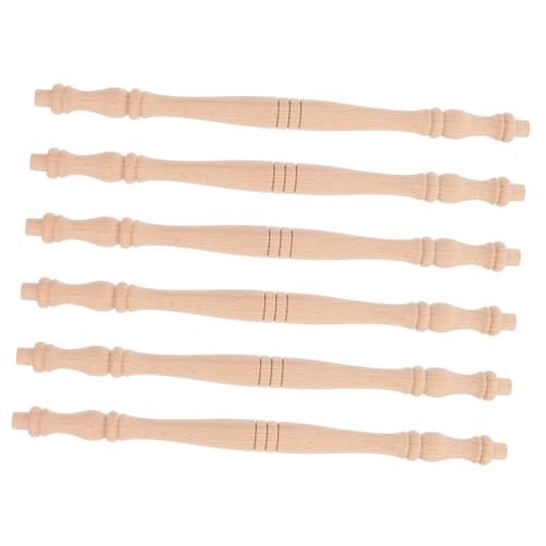Uonlytech 6 Stück Unlackierte Massivholz baluster Robuste Dekorative Holzspindeln Glatte Oberfläche für DIY möbel Langlebige Holzsäulen für Handwerk und Wohnkultur von Uonlytech