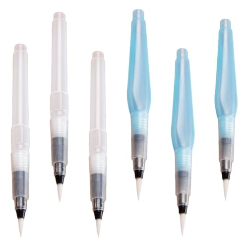 Uonlytech 6 Stück Wasserpinsel Stifte mit Wasserreservoir Ergonomische Pinsel für DIY Aquarellmalerei Nachfüllbare Wasserfarben Stifte für Zeichnen und Kalligraphie von Uonlytech