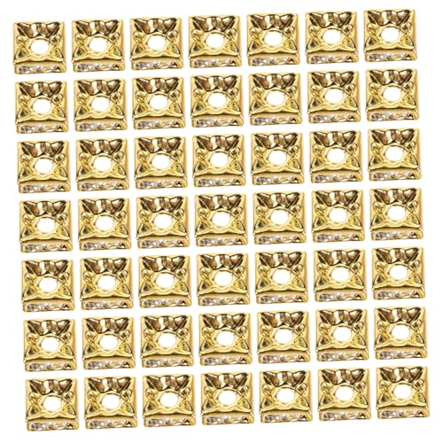 Uonlytech 60stücke Goldene Kubische Perlen Quadratische Strass-würfelperlen Lose Schmuckzubehörperlen Glitzer-abstandsperlen Für Armbänder Ohrringe Und Basteln von Uonlytech