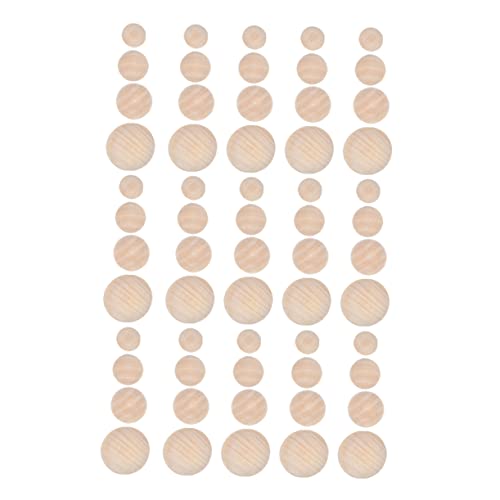 Uonlytech 60 Stück Halbe Holzperlen Unbehandelte Runde Holzkugeln in Verschiedenen für Basteln und DIY Projekte für Kunsthandwerk von Uonlytech