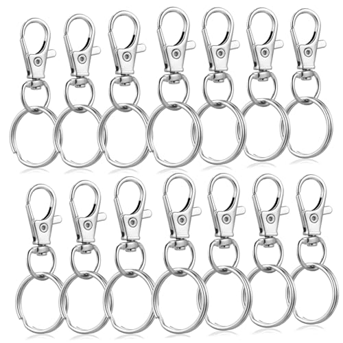 Uonlytech 60Sätze Schlüsselanhänger Karabiner Clips Mit Drehverschluss Und Runden Ringen Für Schlüssel Lanyards Und Bastelarbeiten Rostfrei Und Leicht Zu Bedienen von Uonlytech